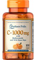 ויטמין סי C 1000mg מ"ג בתוספת ביופלבונואידים ופקעות ורדים Puritan's Pride
